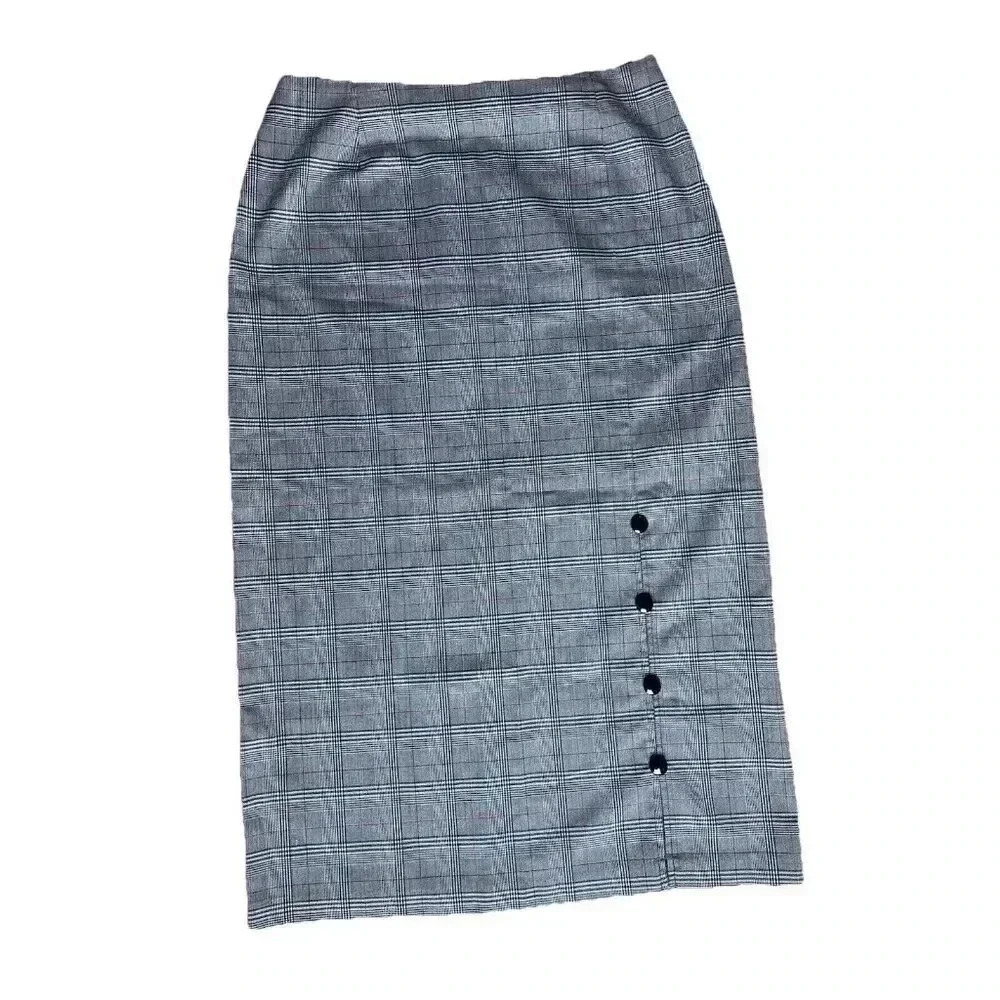 Goodclothes Skirt Womens Size 10 Black Pink Knee‎ Length Houndstooth Plaid Fall